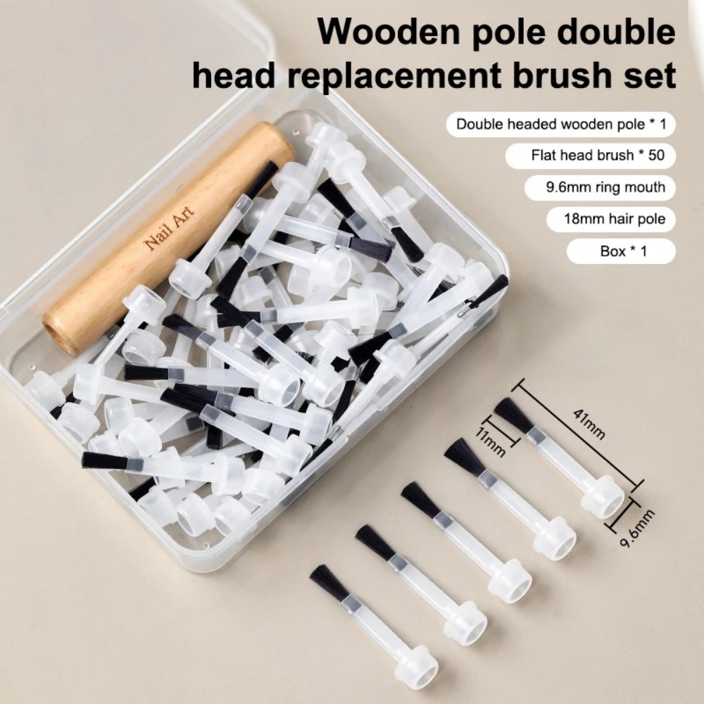 Group Head Brush - Professional Detachable Wooden Handle Nail Art