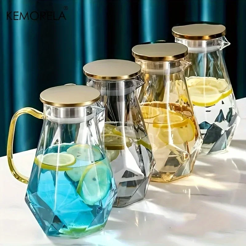 Coffee Equipment For Camping - 1PCS Diamond Texture Glass Teapot Set
