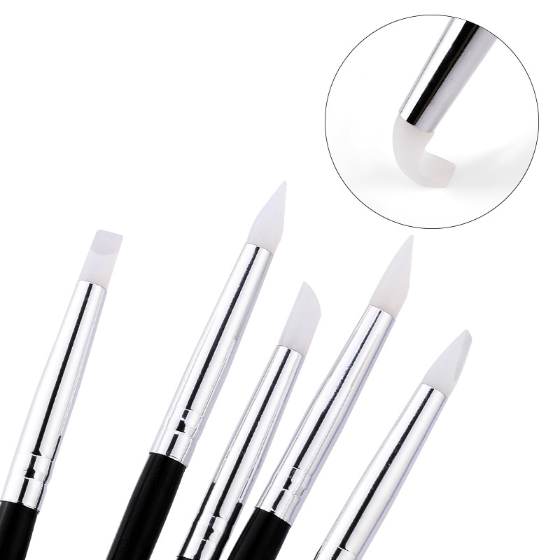 5Pcs Professional Silicone Nai - Group Head Brush recension och pris